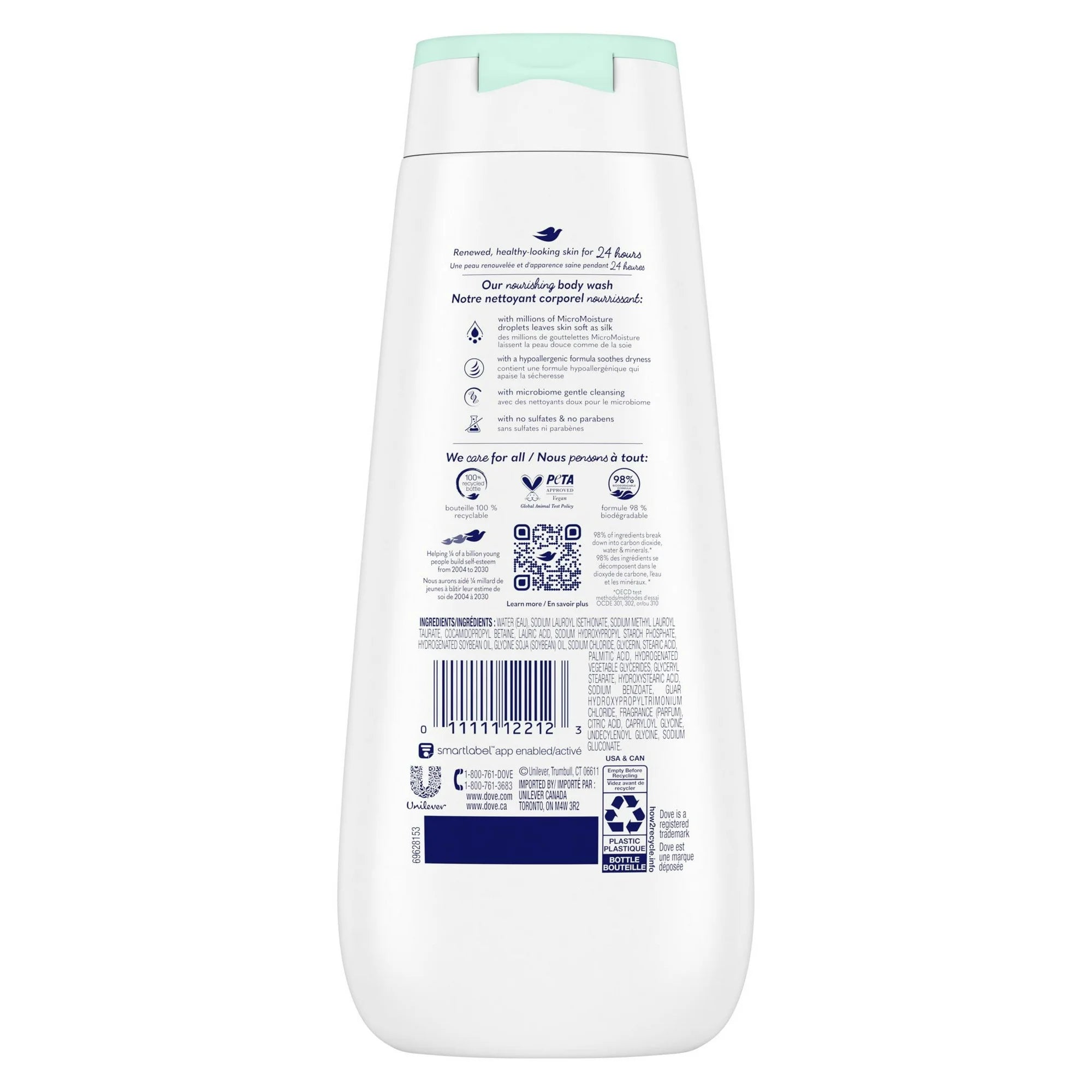 Dove Sensitive Hypoallergenic Body Wash, 11 fl oz