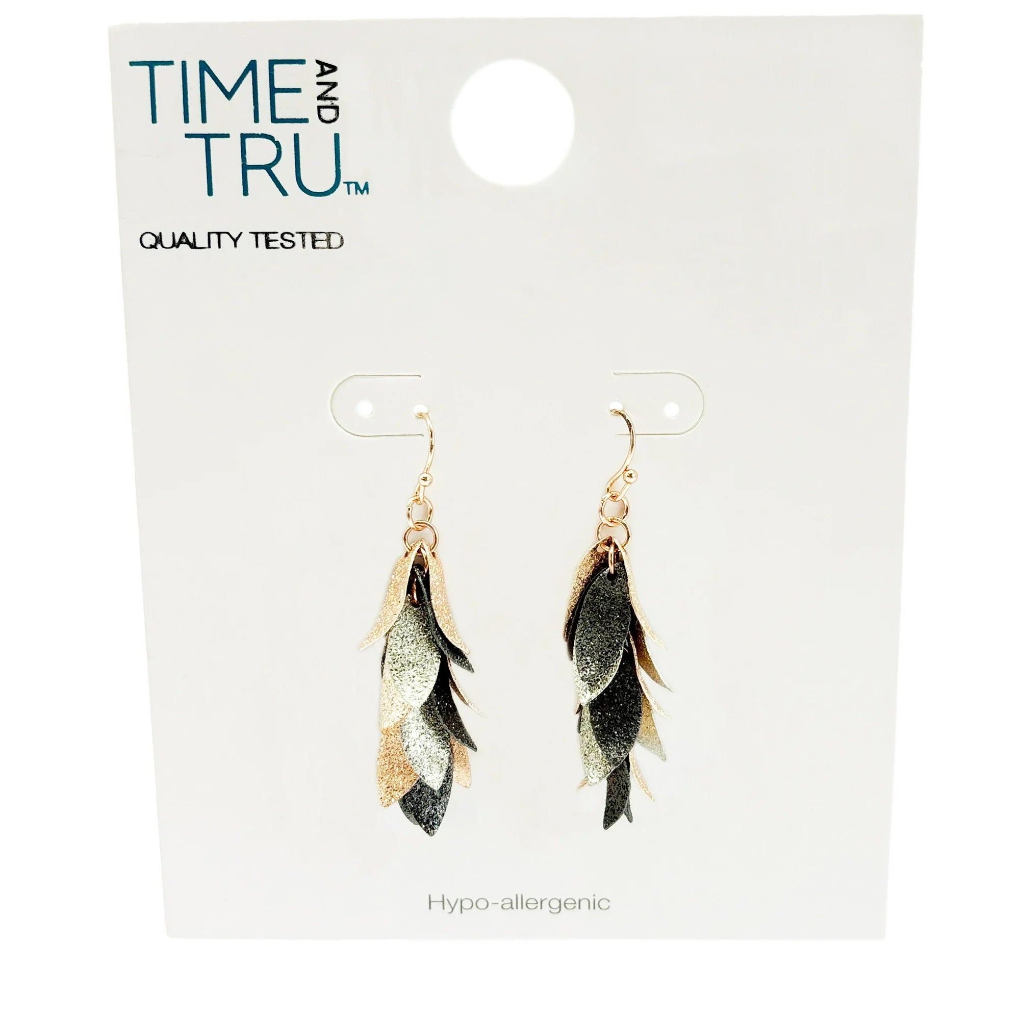 Time and Tru Women’s Tri-Tone Leaf Drop Earrings