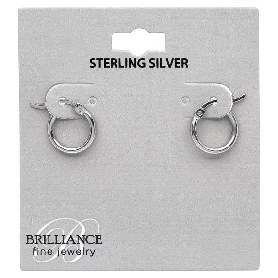 Brilliance 12mm Sterling Silver Click-Top Hoop Earrings