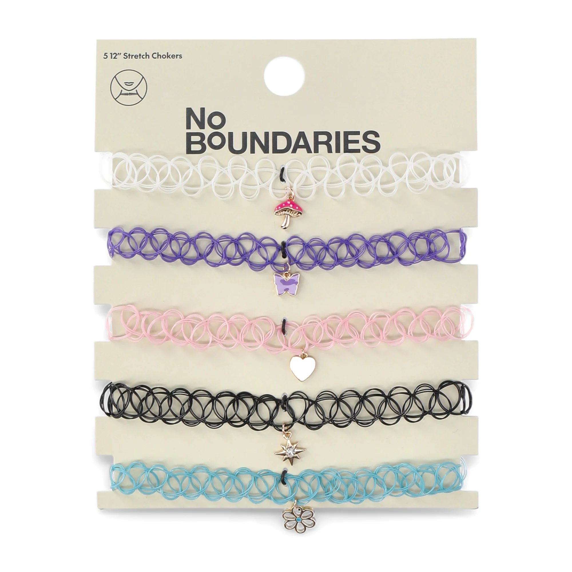 No Boundaries Women’s Stretch Choker Necklace Set – 5-Pack