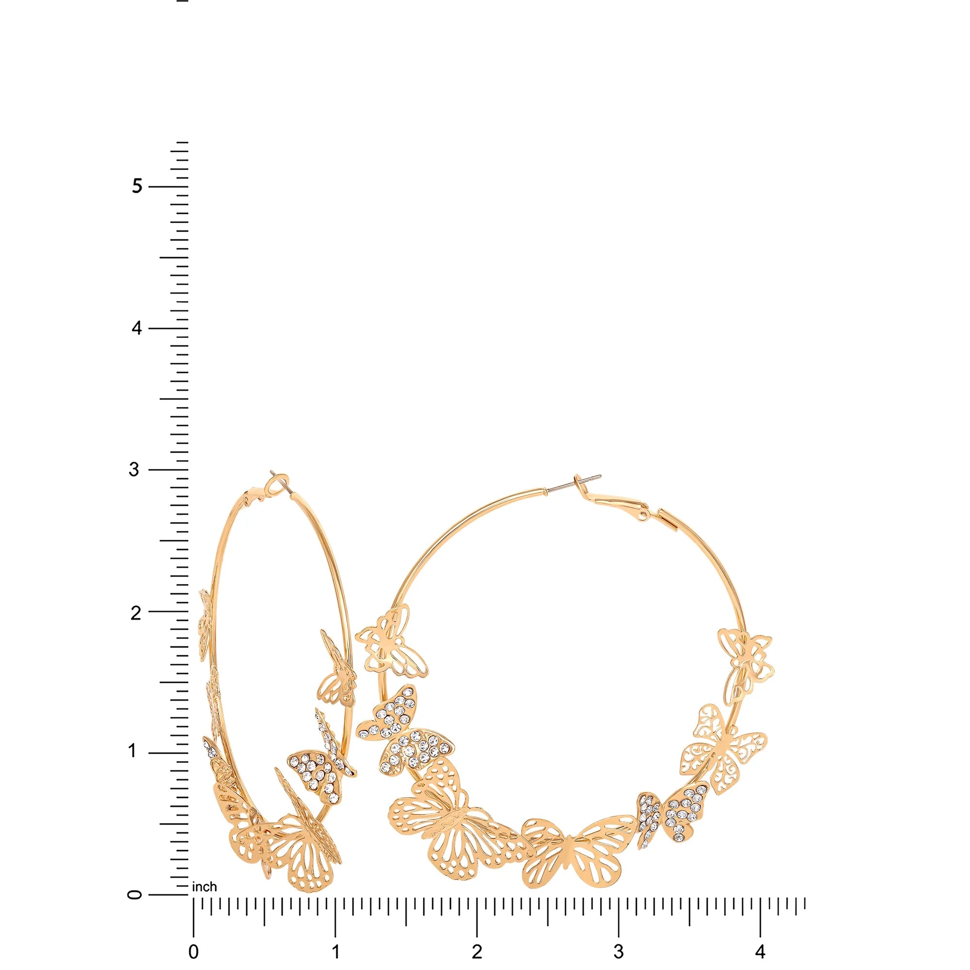 Jessica Simpson Gold Tone Butterfly Hoop Earrings