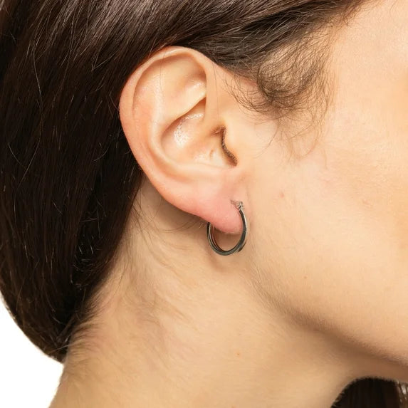 Brilliance 18MM Sterling Silver Square Hoop Earrings