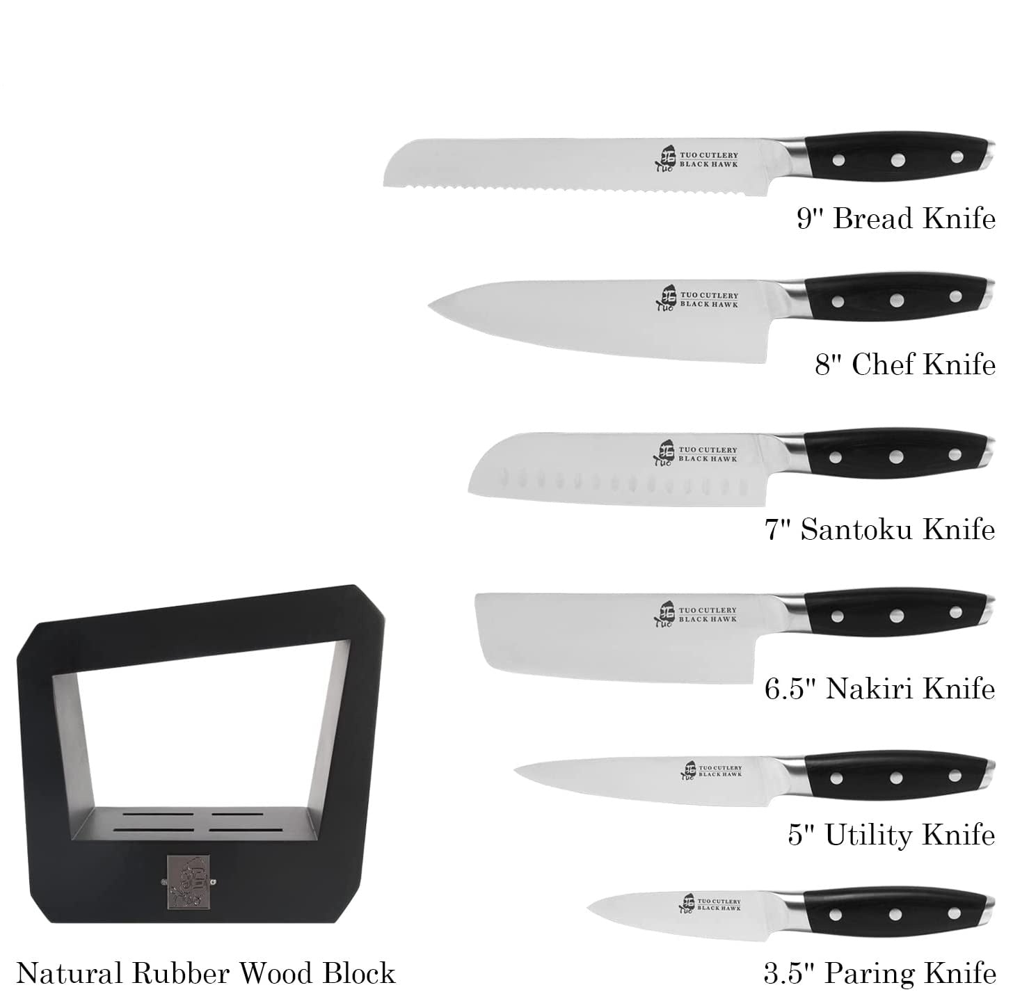 7 Pcs Kitchen Knife Set with Wooden Block - MAK PERSONA ™