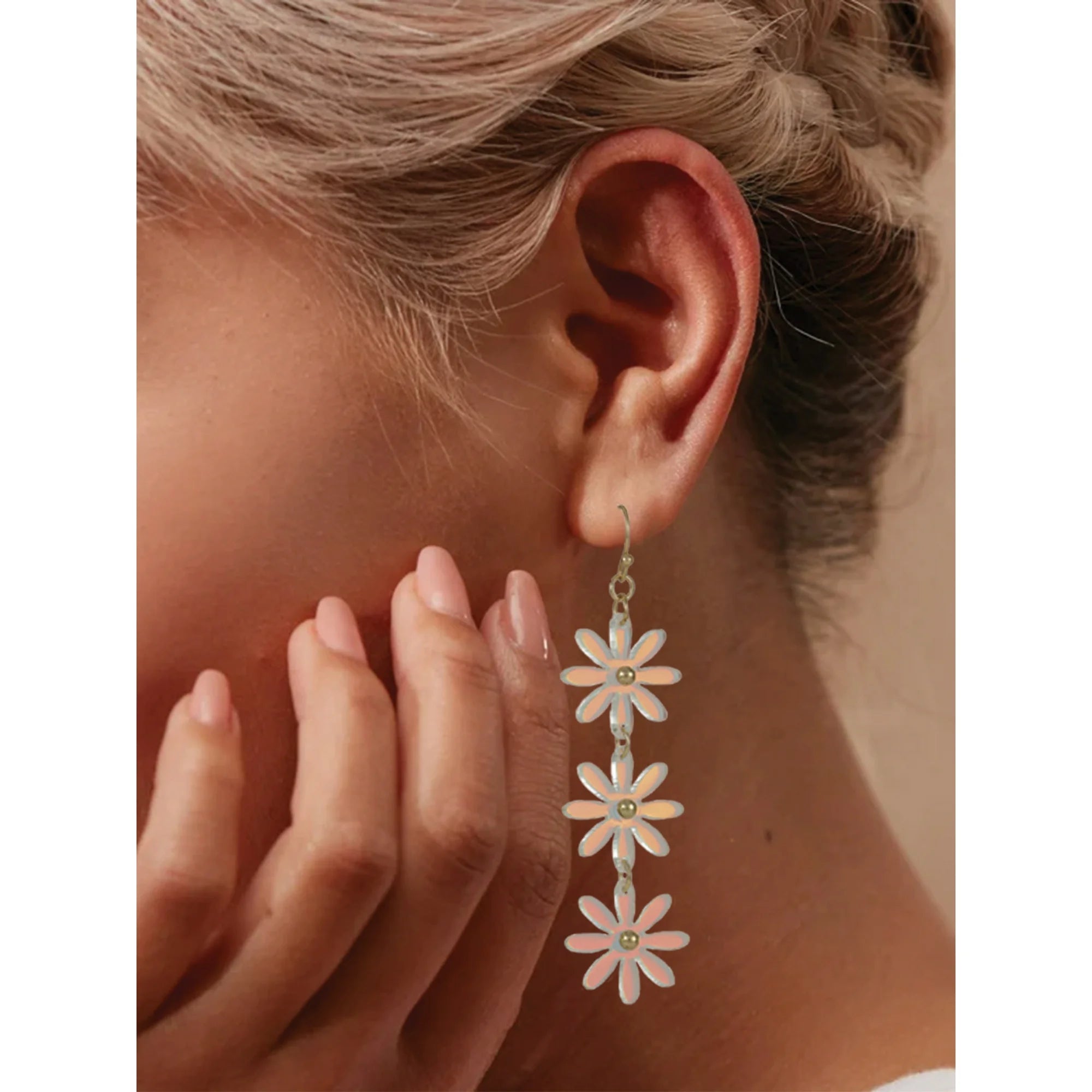 No Boundaries Iridescent Pink Flower Drop Earrings
