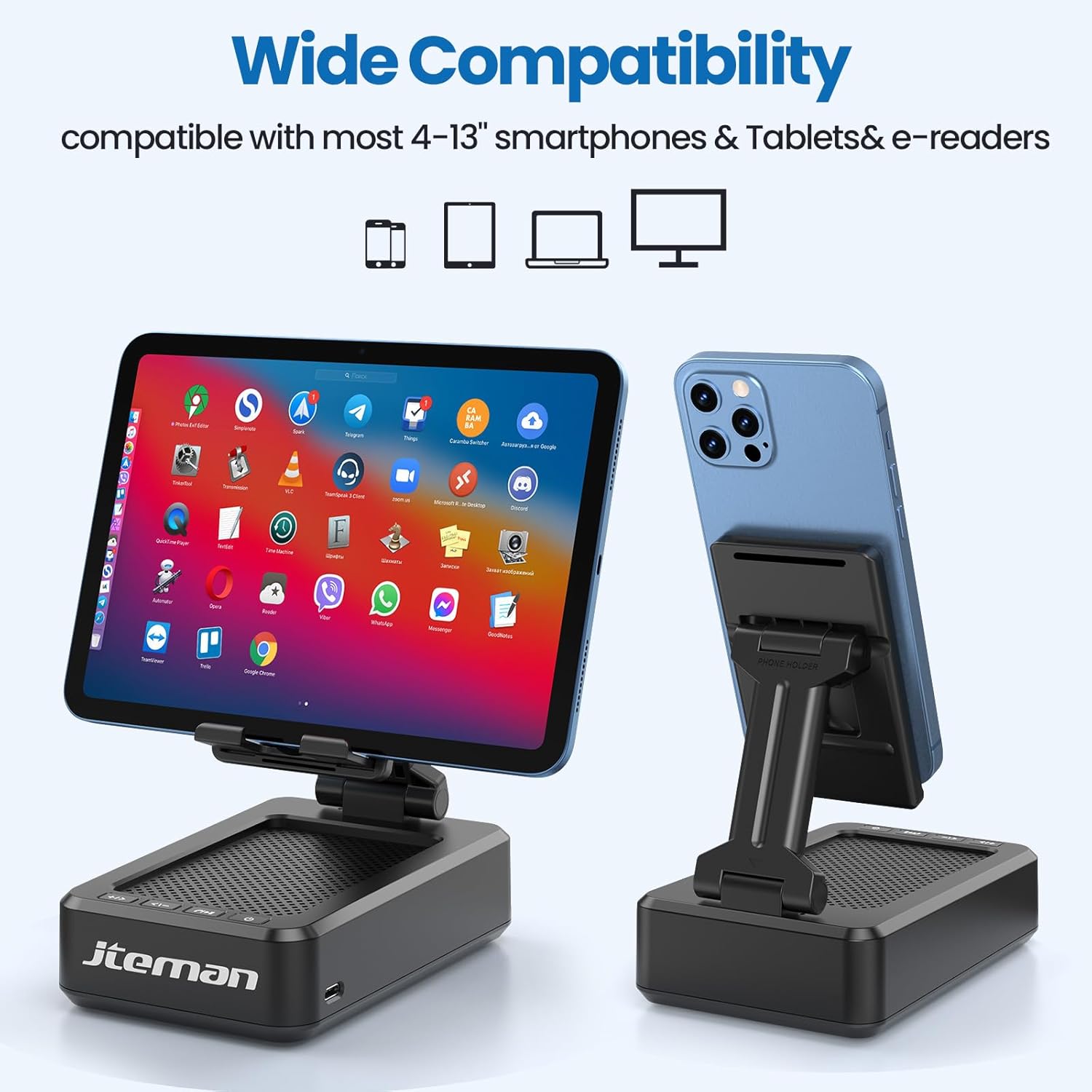 Wireless Bluetooth Speaker Cell Phone Stand with Anti-Slip Base
