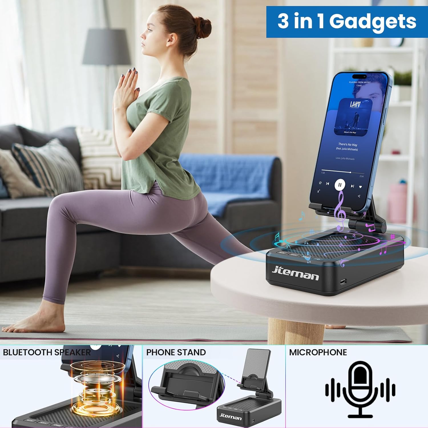 Wireless Bluetooth Speaker Cell Phone Stand with Anti-Slip Base