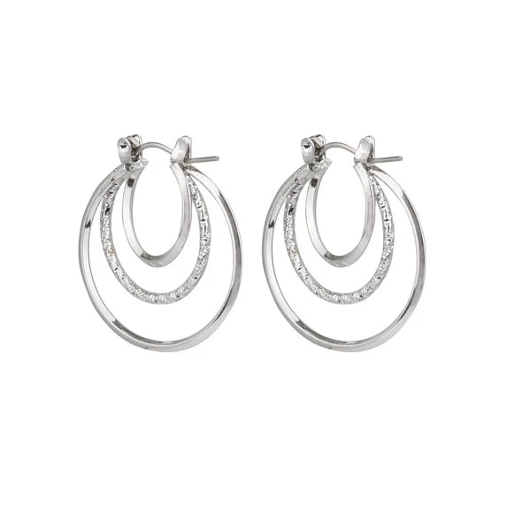 Time and Tru Women's Silver Tone Twist Hoop Earrings