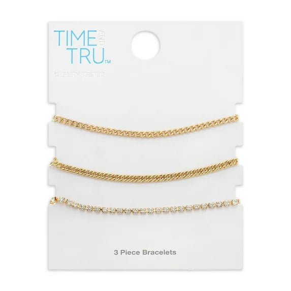 Time and Tru Gold Bracelet Set - 3-Piece Cubic Zirconia (7.5")