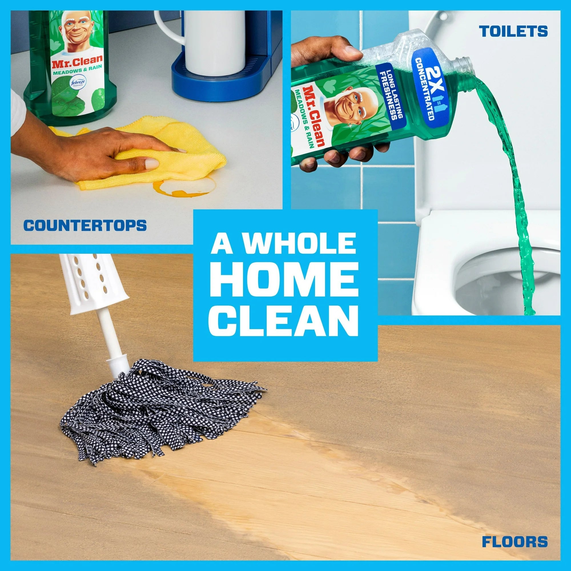 Mr. Clean 2X Concentrated Multi Surface Cleaner with Febreze Meadows & Rain Scent, 23 fl oz