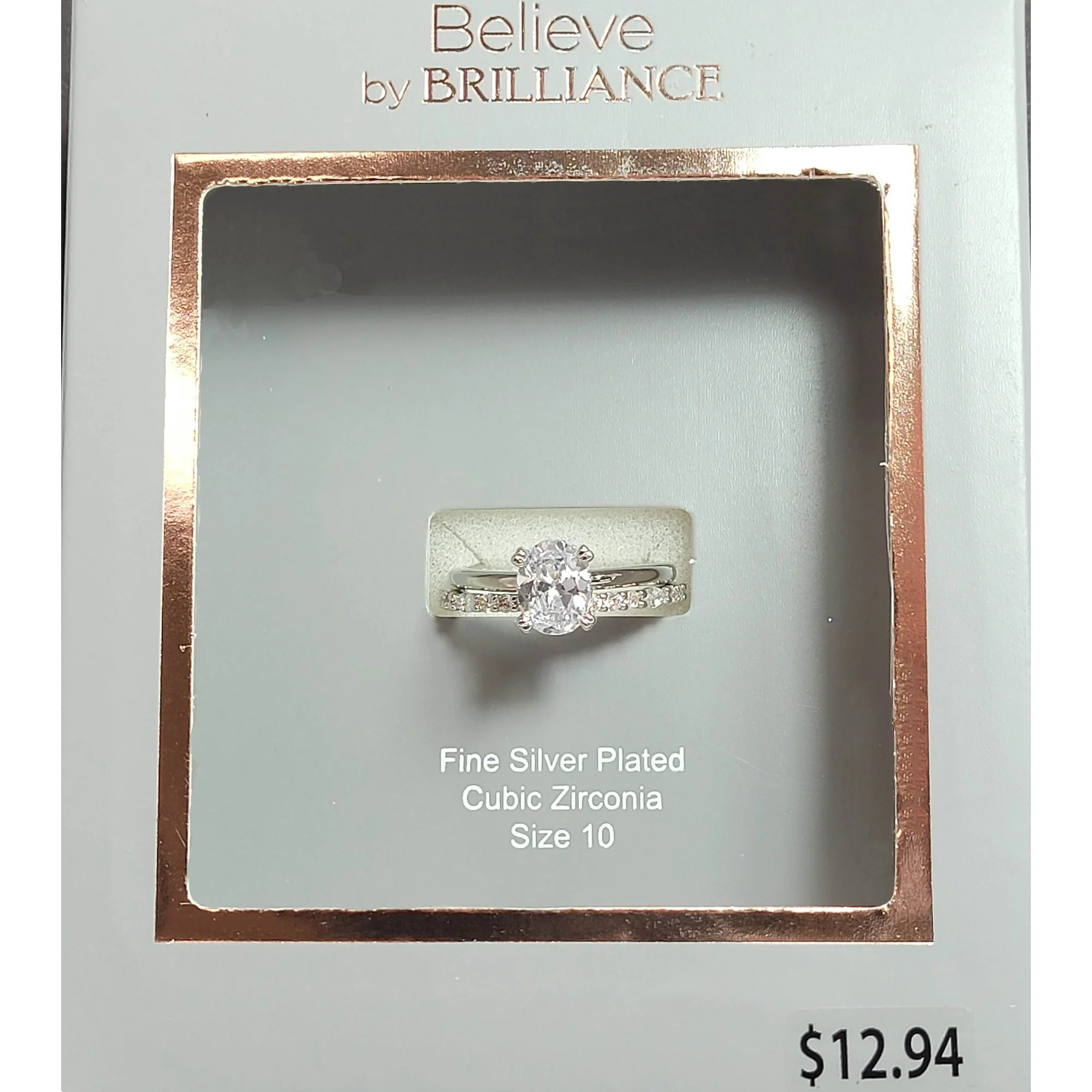 Believe in Brilliance elegant Silver CZ Oval Ring Set for Women – Size 10