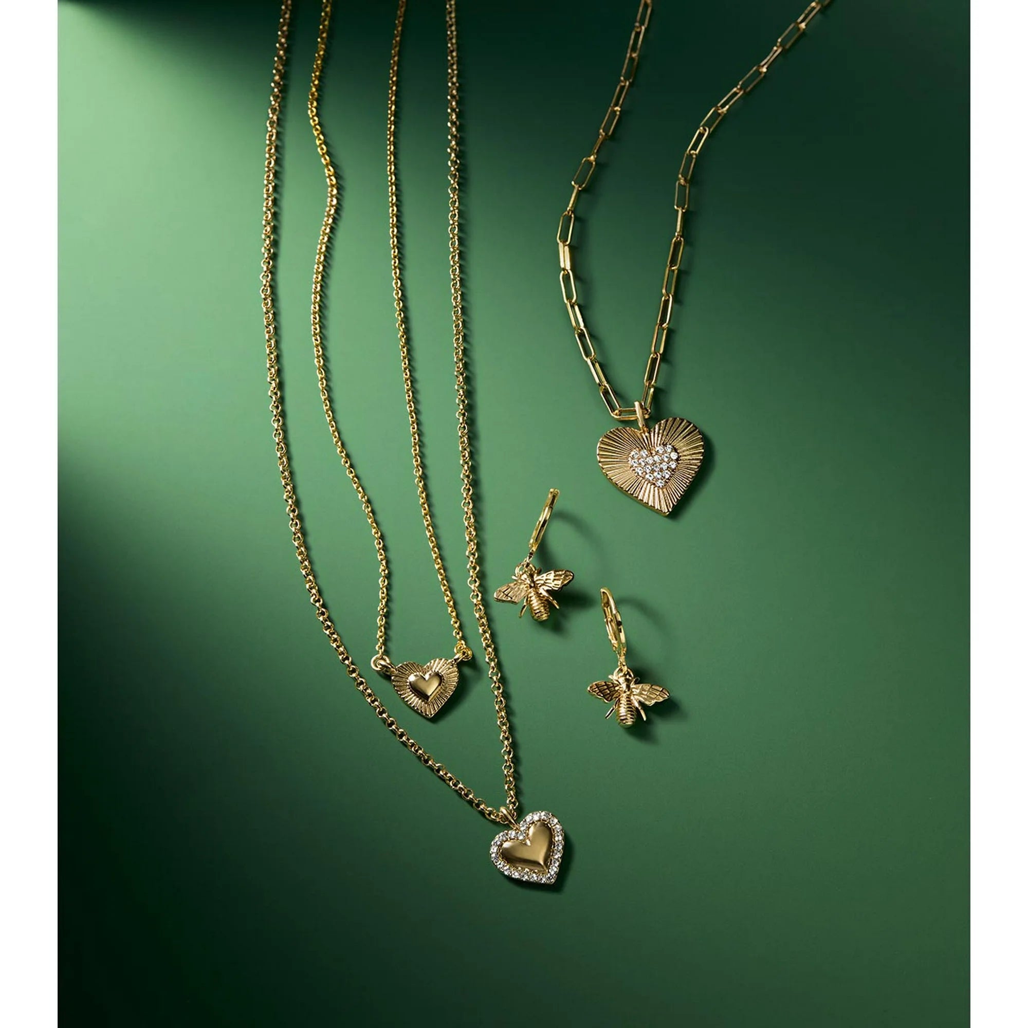 Jessica Simpson Gold Layered Heart Pendant Necklace