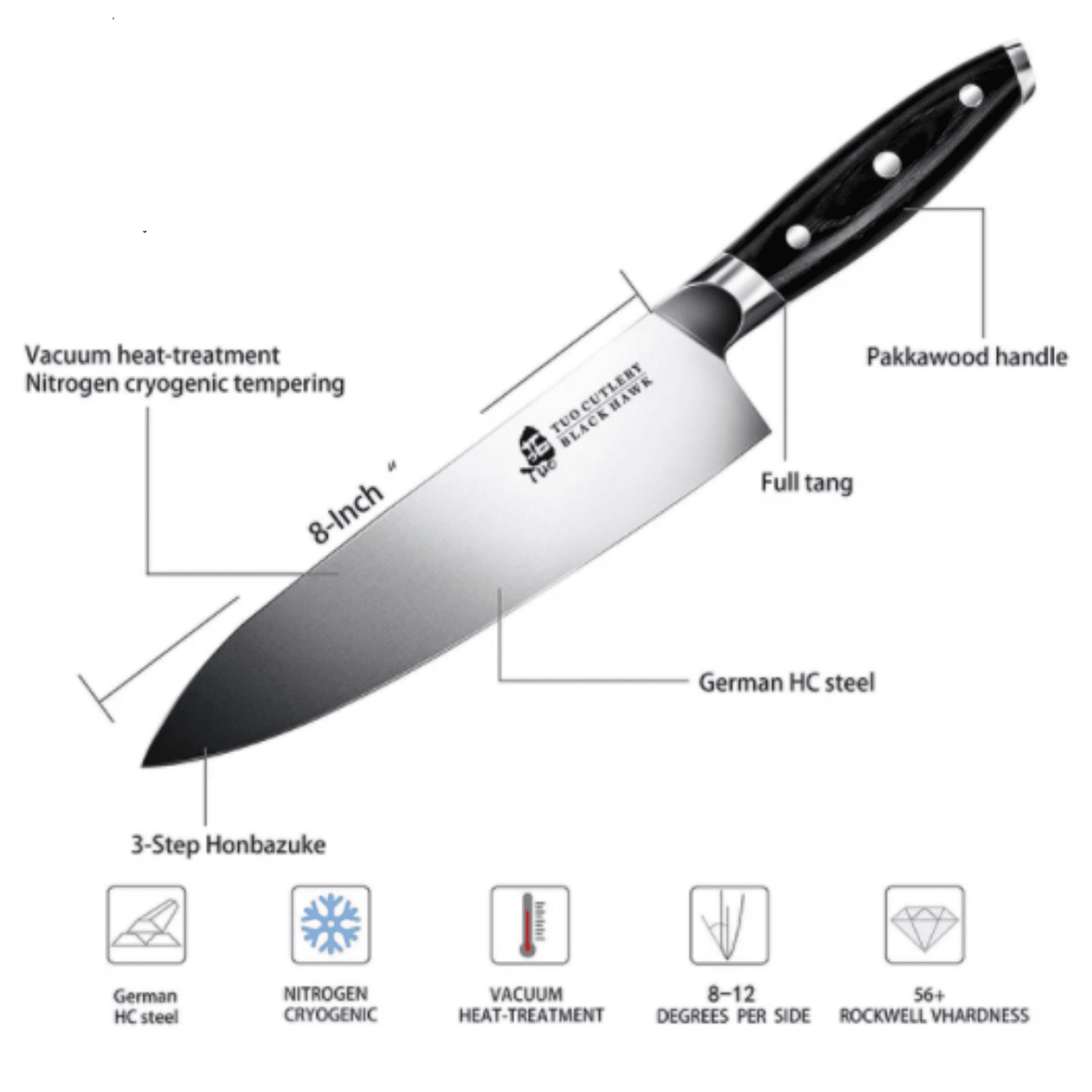 8" Kitchen Professional Cooking Knife - MAK PERSONA ™