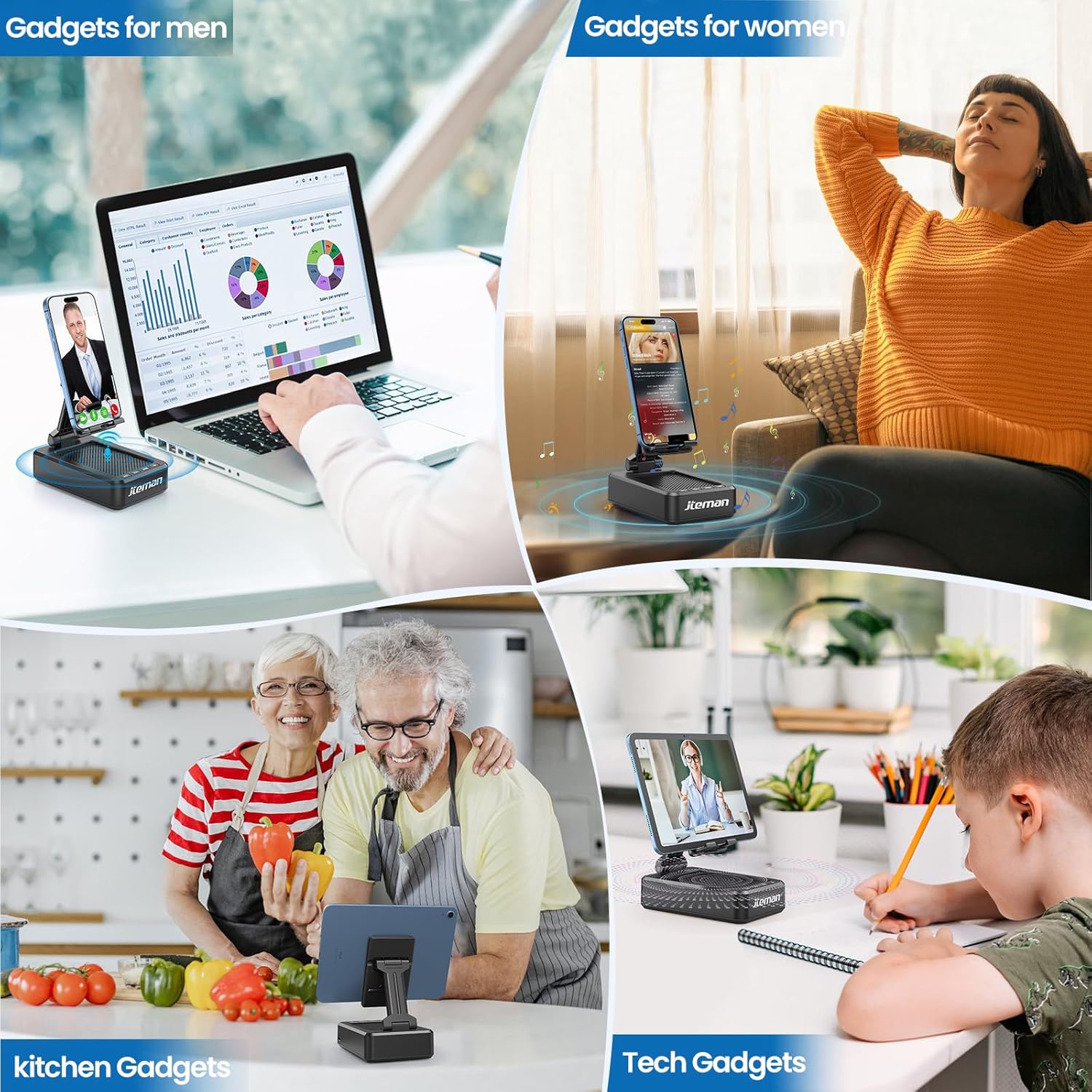Wireless Bluetooth Speaker Cell Phone Stand with Anti-Slip Base