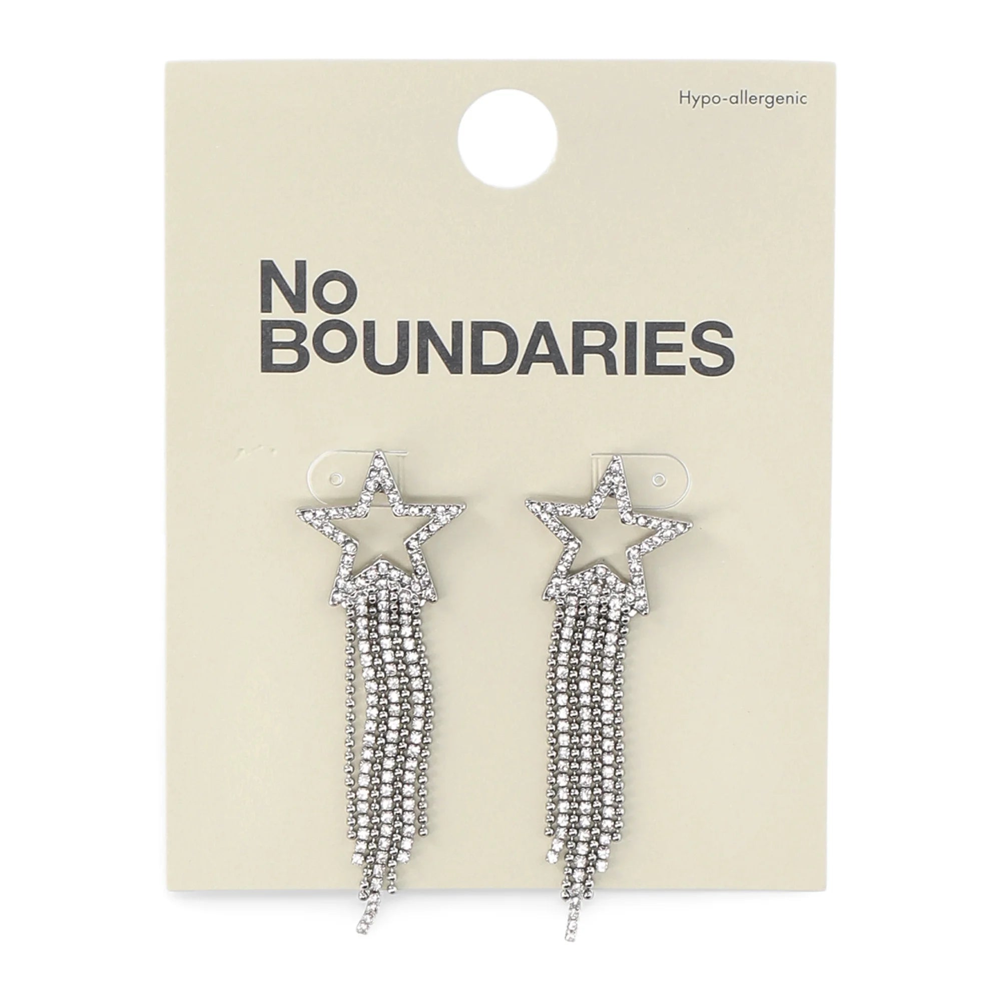 No Boundaries Women’s Silver-Tone Star Fringe Earrings