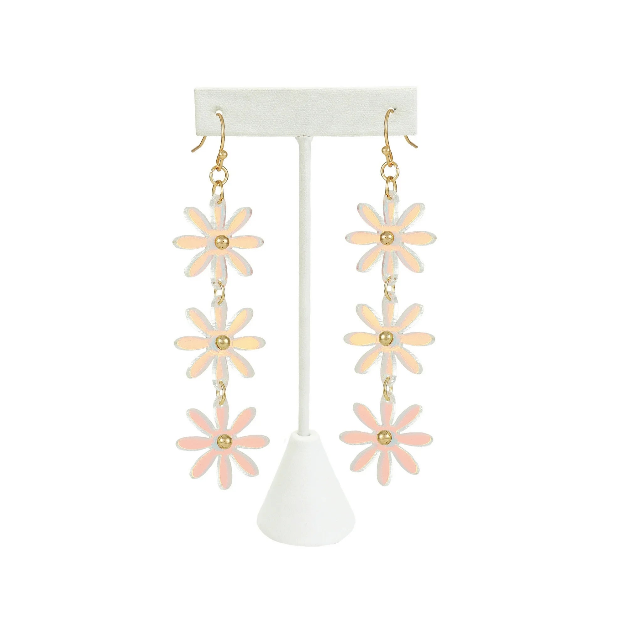 No Boundaries Iridescent Pink Flower Drop Earrings