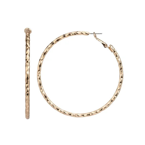 Time and Tru Women’s Gold Tone Textured Hoop Earrings
