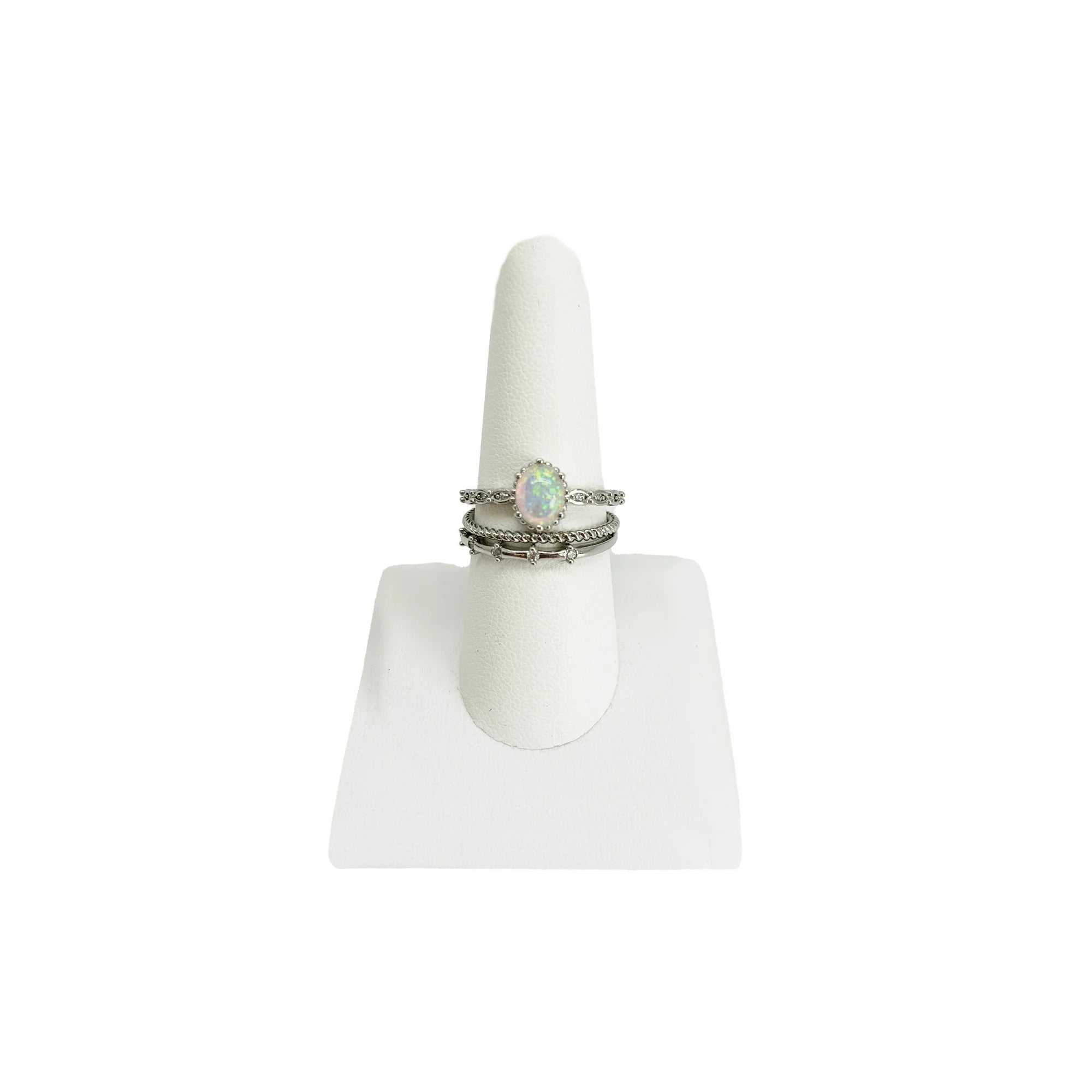 Women’s Opal Ring | Silver Plated with AAA CZ – Size 9