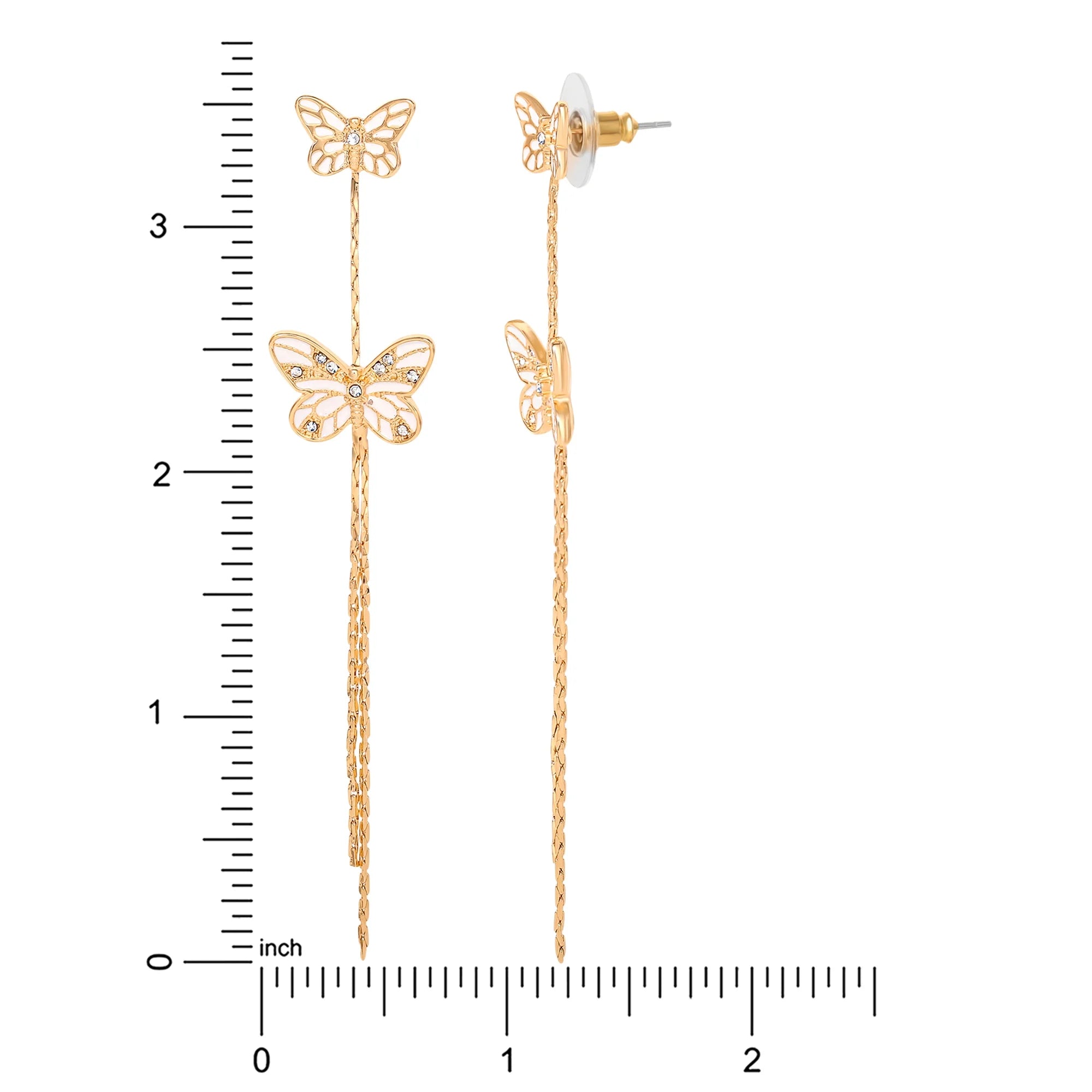 Jessica Simpson Gold Tone Butterfly Drop Earrings for Women