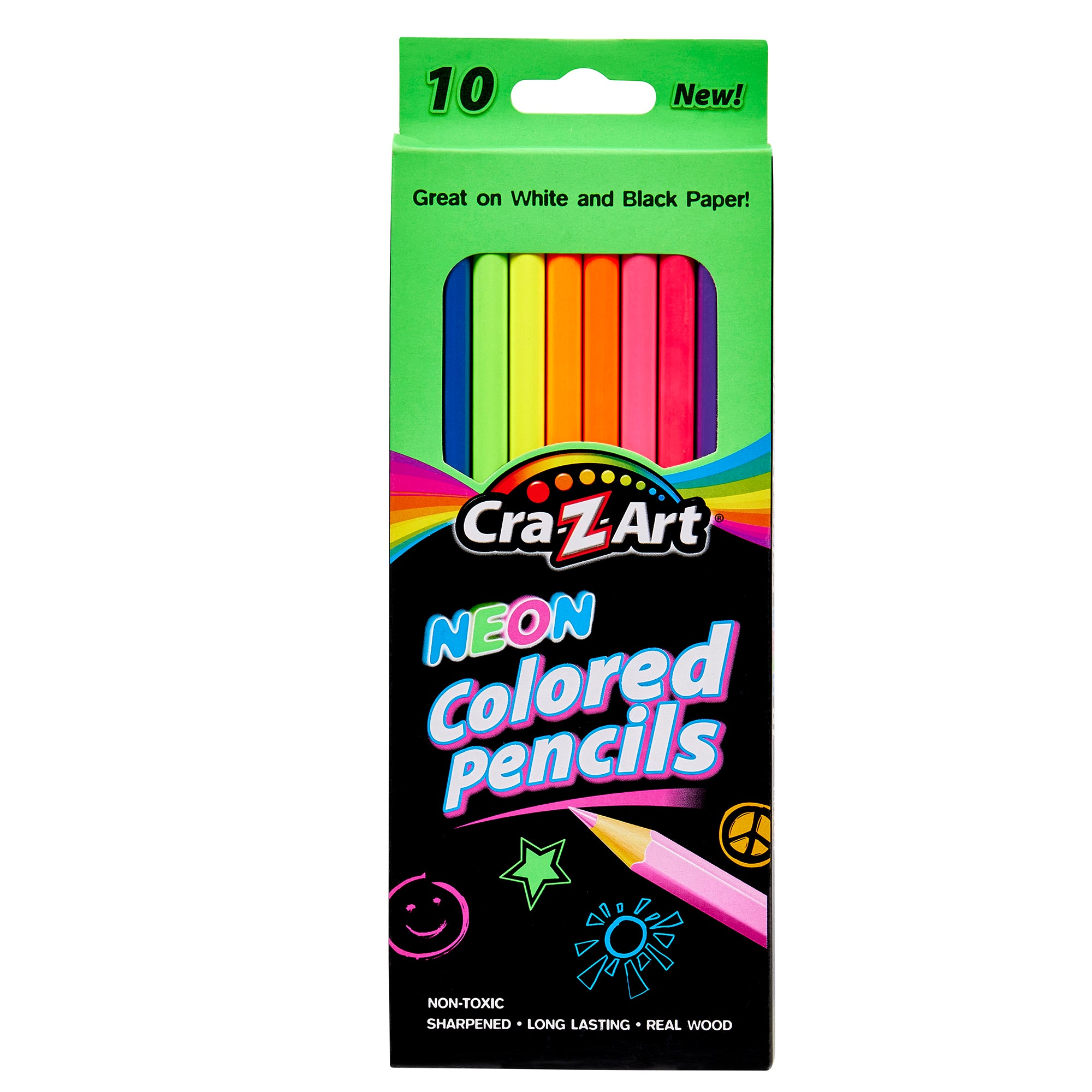 Cra-Z-Art Neon Colored Pencils, Multicolor 10 Count, Beginner Child Ages 4 and up, Back to School
