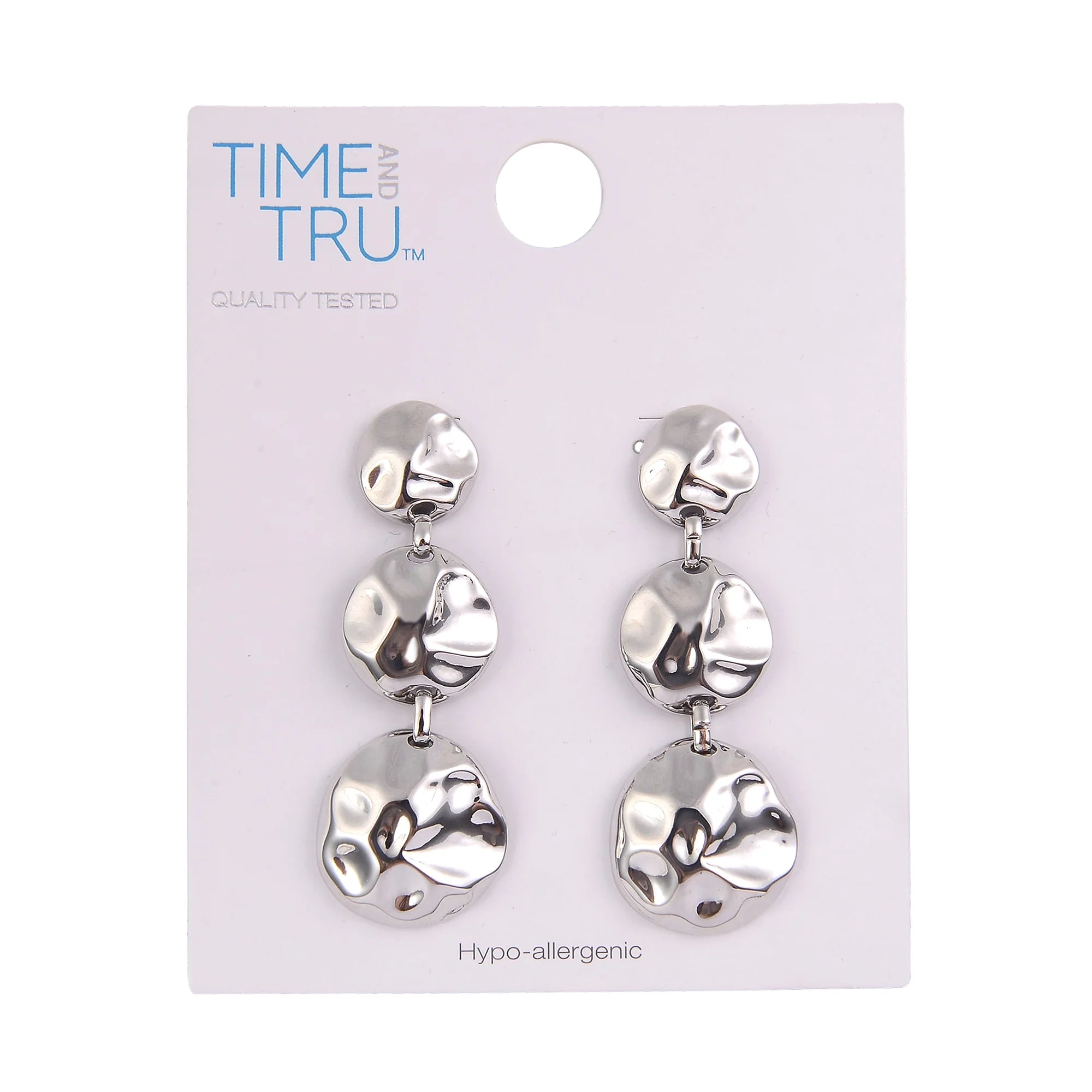 Time and Tru Women’s Silver‑Tone Wavy Triple‑Drop Earrings
