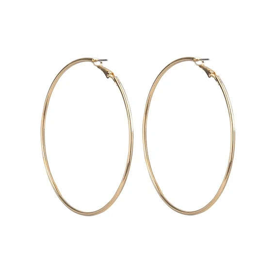 Time and Tru Women’s Gold-Tone Clutchless Hoop Earrings