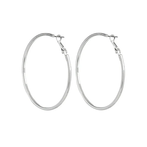 Time and Tru Women’s silver Tone Wide Click-Top Hoop Earrings