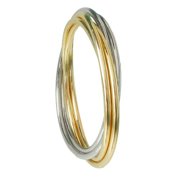 Time and Tru Women’s Two-Tone Bangle Set – 5-Piece Iron & CZ Plated Bracelets