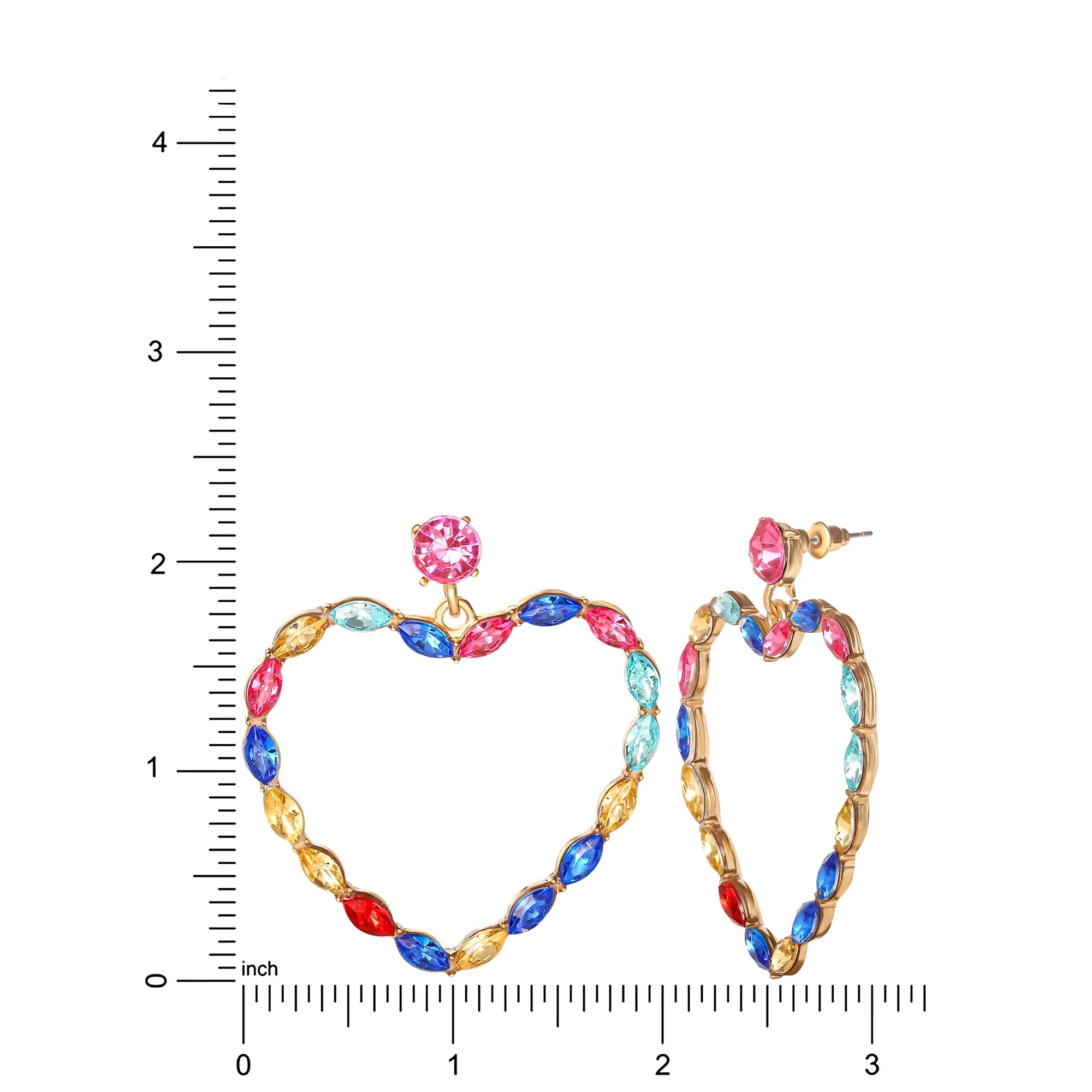 Jessica Simpson Heart Drop Earrings with Multi-Color Stones