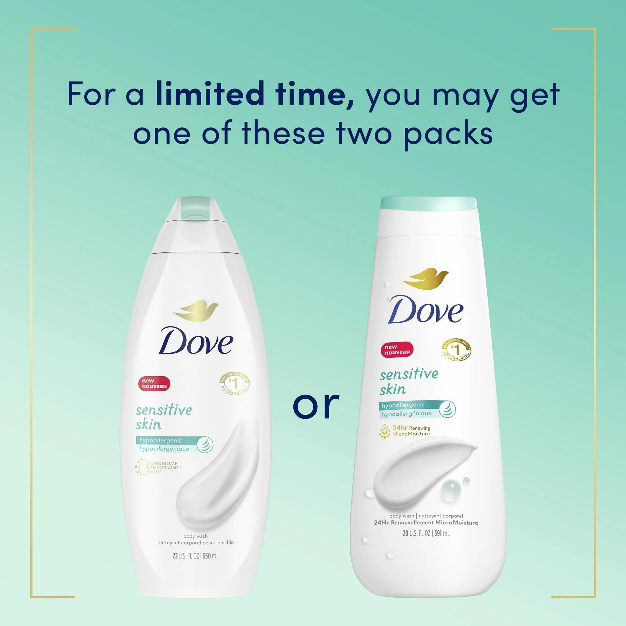 Dove Sensitive Hypoallergenic Body Wash, 11 fl oz