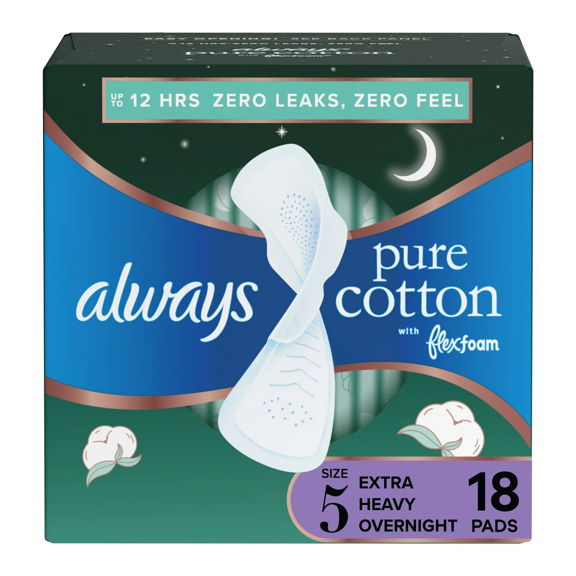 Always Pure Cotton Pads, Size 5, Extra Heavy