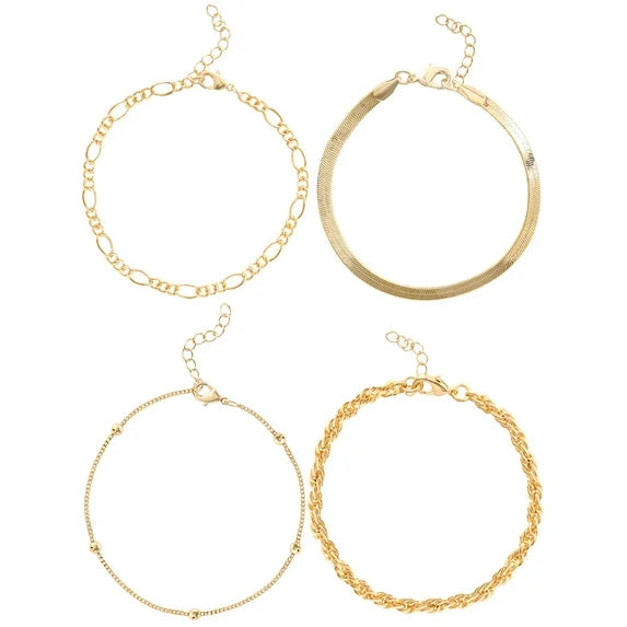 Believe By Brilliance Women's 14kt Gold Plated Bracelet Set – 4-Piece