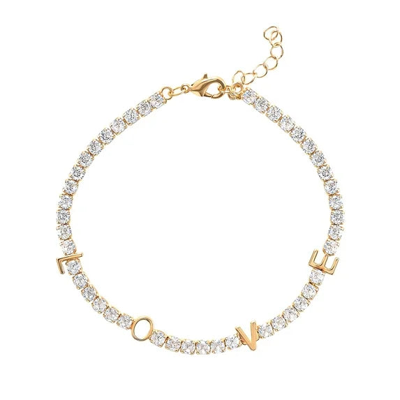 Believe By Brilliance Women’s 14kt Gold Plated CZ LOVE Bracelet