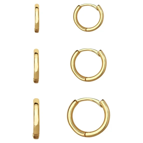 Believe by Brilliance Women’s 14K Gold  Hoop Earrings – 3-Piece