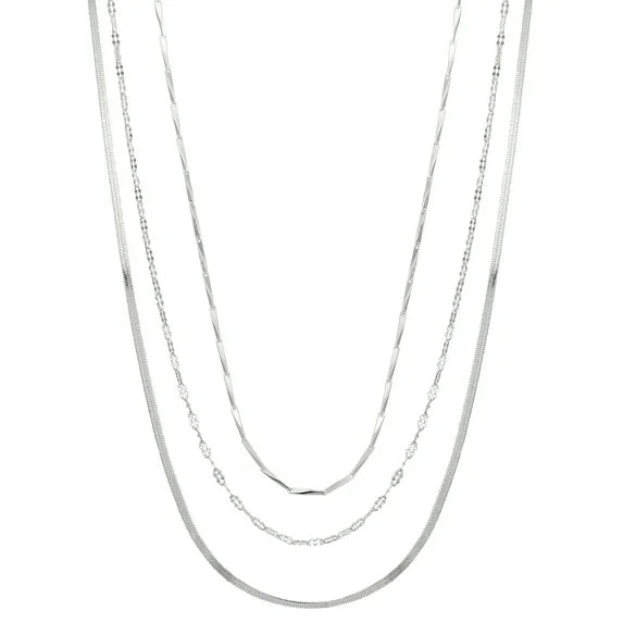 Believe by Brilliance Women's Fine Silve Chain Necklace Set – 3-Piece