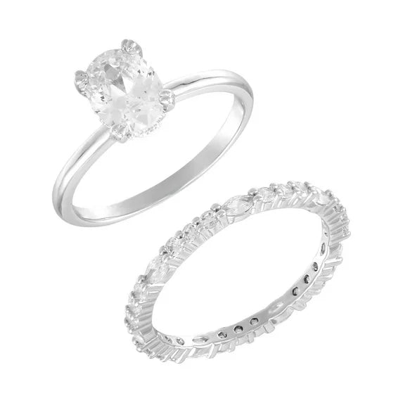 Believe in Brilliance Women's Size 8 Bridal Ring Set