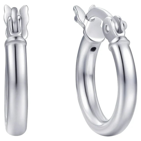 Brilliance 12mm Sterling Silver Click-Top Hoop Earrings