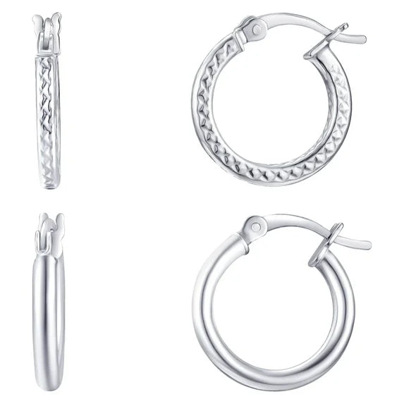 Brilliance 15 MM Sterling Silver Duo Hoop Earrings