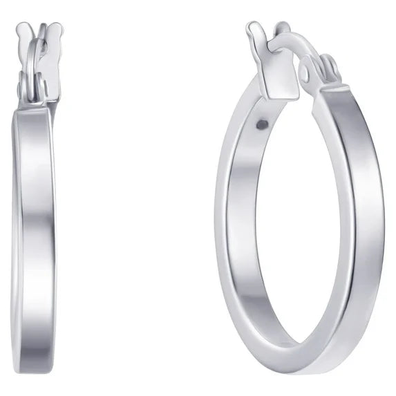 Brilliance 18MM Sterling Silver Square Hoop Earrings