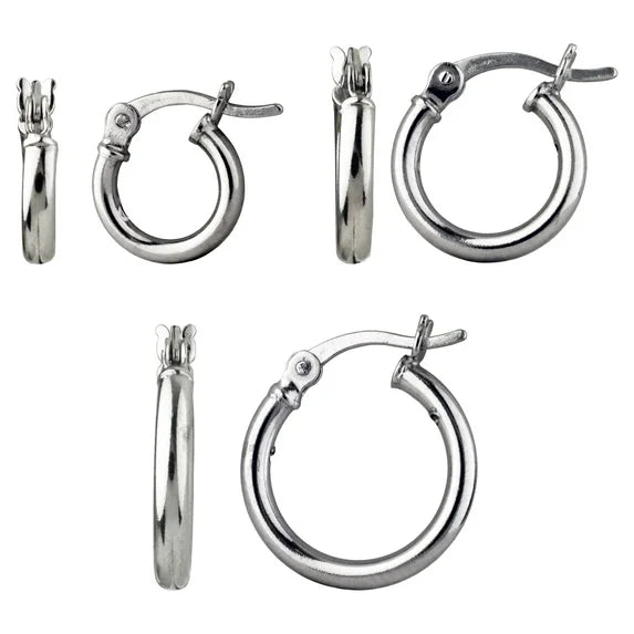 Brilliance Trio Hoop Earrings in Sterling Silver – 3-Pair