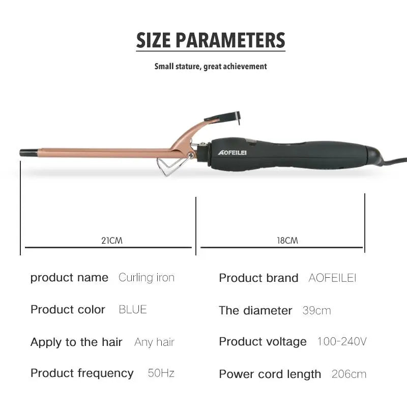 Professional 9mm Curling Iron: Ceramic Beauty Hair Curlers
