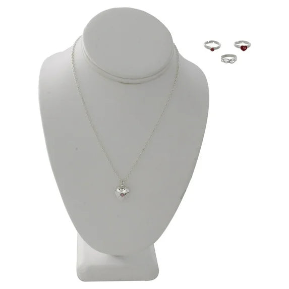 Wonder Nation Girls’ Heart Locket Necklace & Ring Set