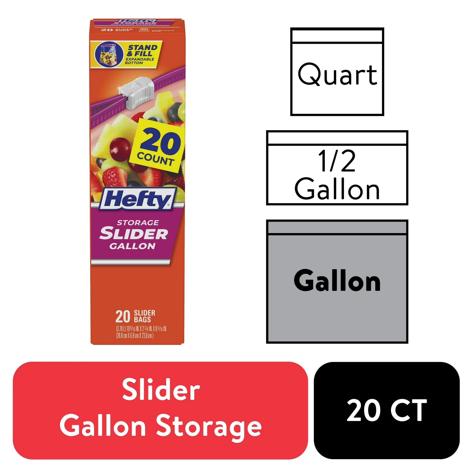 Hefty Slider Storage Bags, Gallon Size