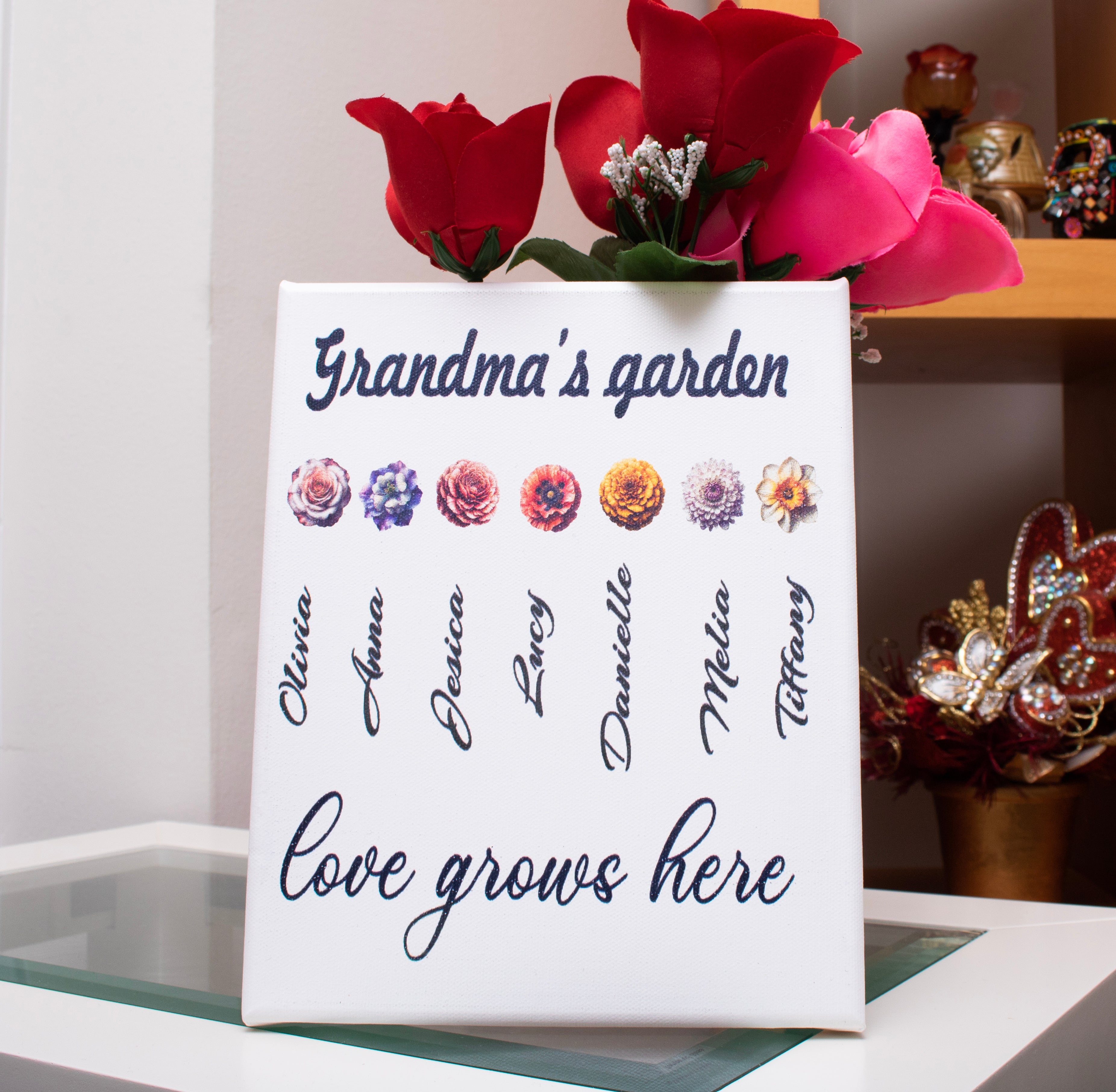 Personalized Grandma’s Garden Canvas | Birth Month Flower Wall Art | Custom Gift for Grandma from Grandkids |  Mother’s Day or Christmas
