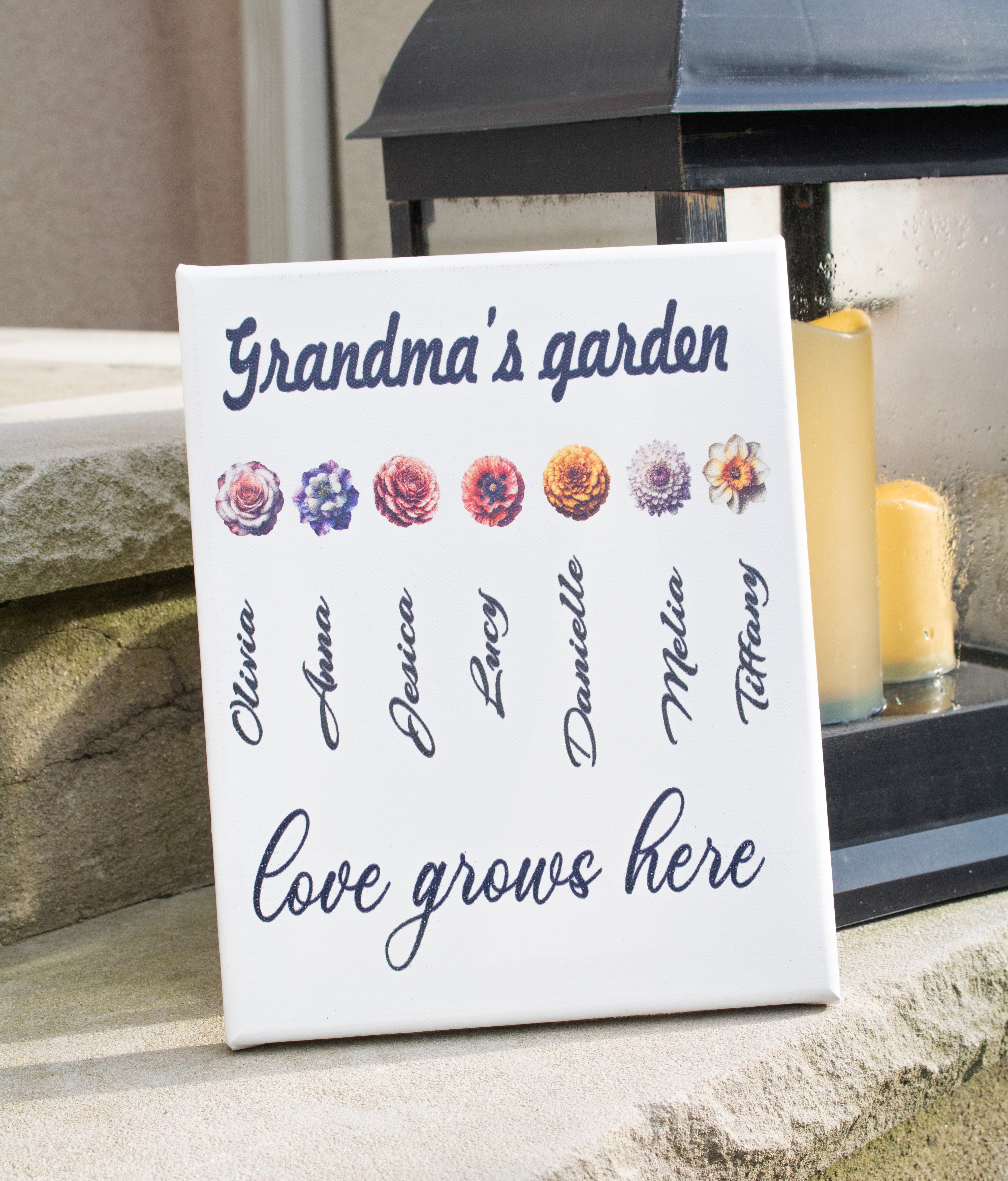 Personalized Grandma’s Garden Canvas | Birth Month Flower Wall Art | Custom Gift for Grandma from Grandkids |  Mother’s Day or Christmas