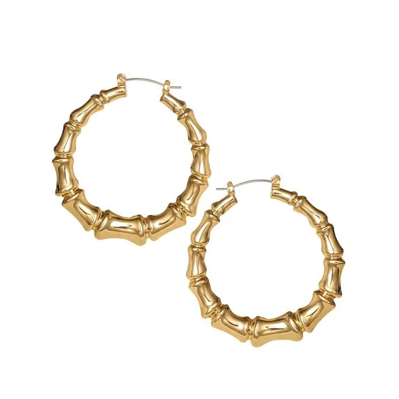 Jessica Simpson Gold-Tone Bamboo Hoop Earrings