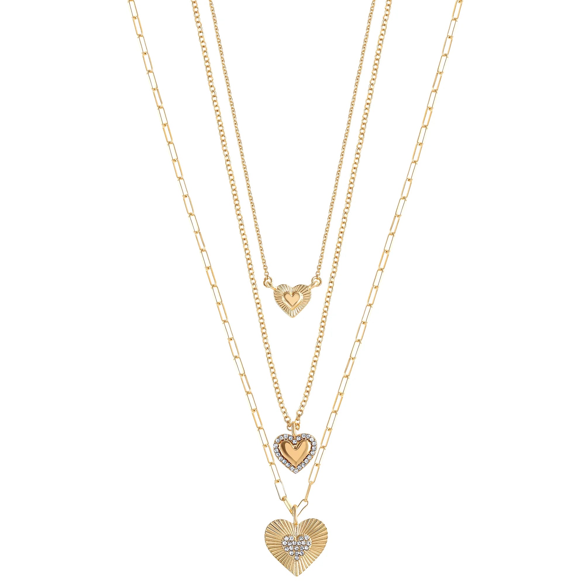 Jessica Simpson Gold Layered Heart Pendant Necklace