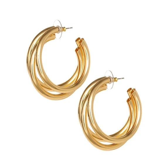 Jessica Simpson Twisted Layer Hoop Earrings