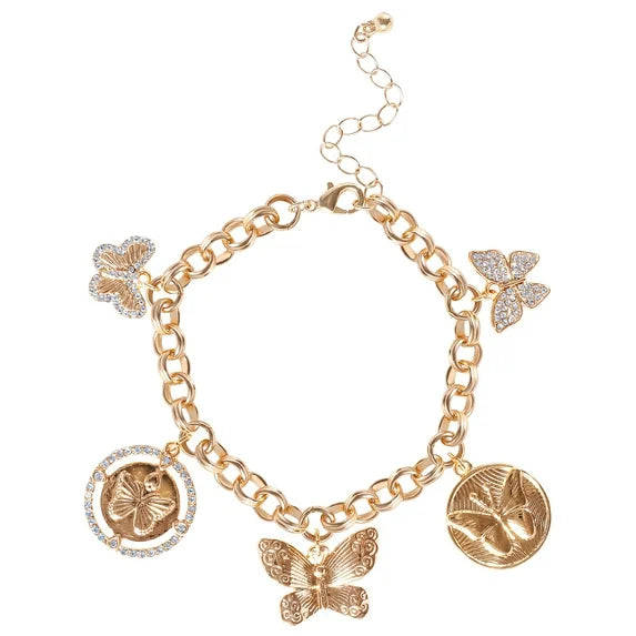 Jessica Simpson Women's Butterfly Charm Bracelet