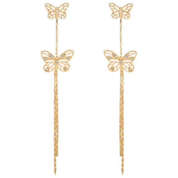 Jessica Simpson Gold Tone Butterfly Drop Earrings for Women