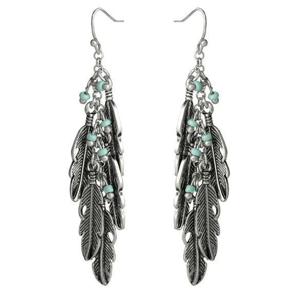 Jessica Simpson Women’s Feather Dangle Earrings